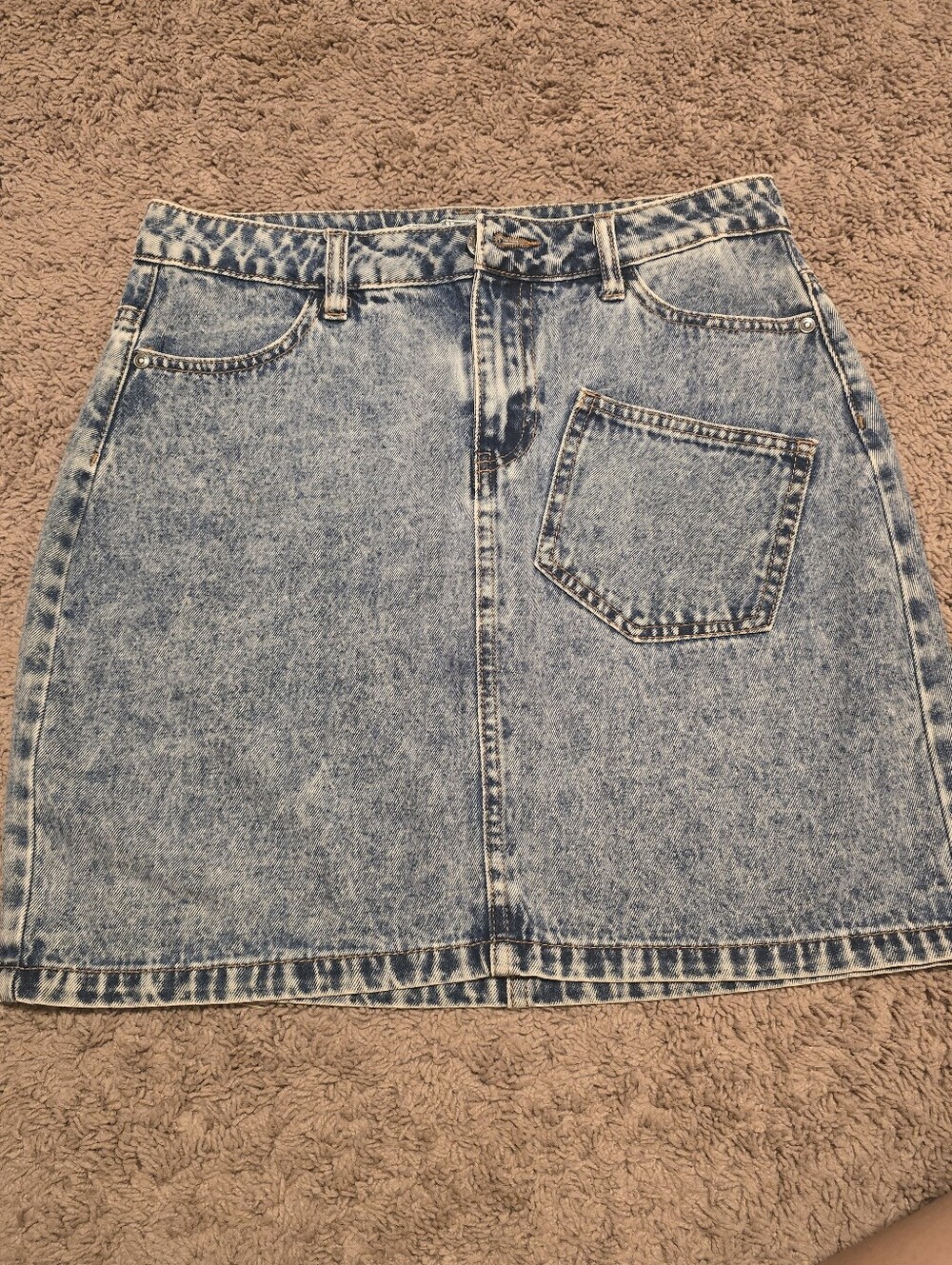 Noisy May Sophia High Waisted Acid Wash Denim Mini Skirt Size M